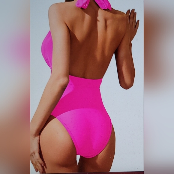 NWT SUPER SEXY HALTER CUT OUT HIGH LEG PADDED LOW CUT CLEAVAGE SWIM SUIT SMALL - Picture 4 of 12